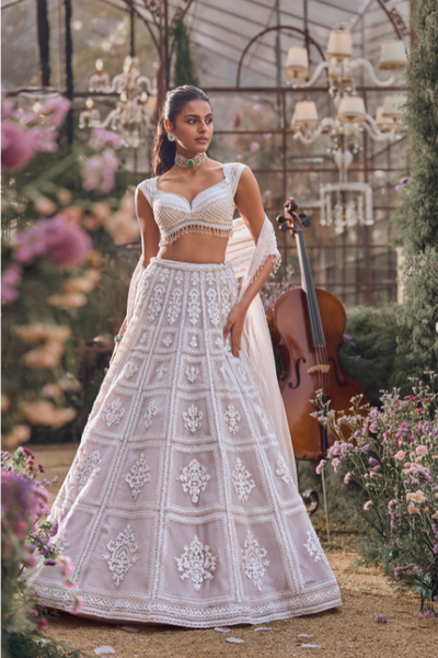 Ice Grey Dori Lehenga Set - The Grand Trunk