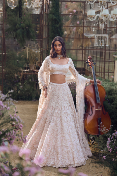 Powder Peach Dori Lehenga Set - The Grand Trunk