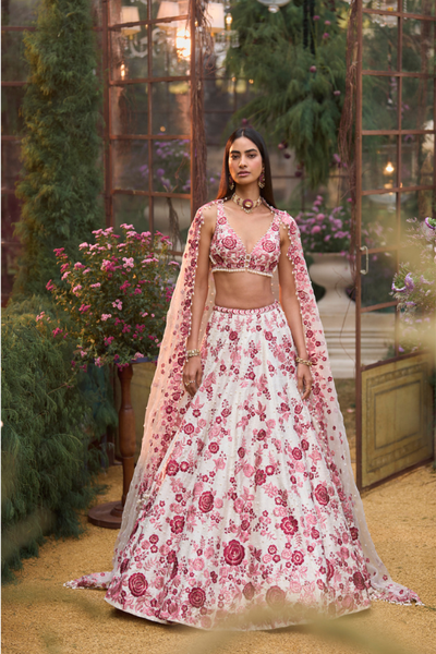 Ruby Floral Lehenga Set - The Grand Trunk
