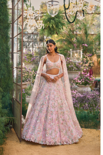 Light Pink Sequin Lehenga Set - The Grand Trunk
