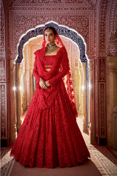 Seema Gujral Red Lehenga Set