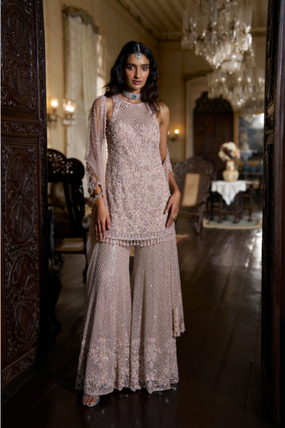 Seema Gujral Mauve Sequin Sharara Set