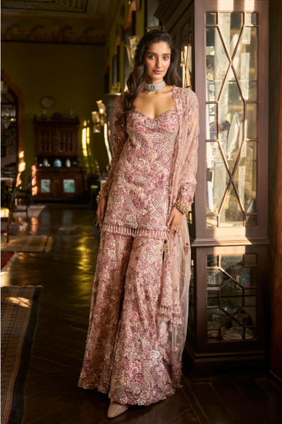Seema Gujral Dusty Rose Sharara Set