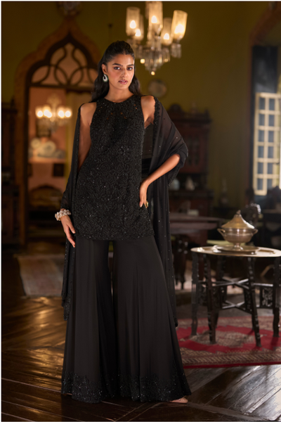 Black Sharara Set