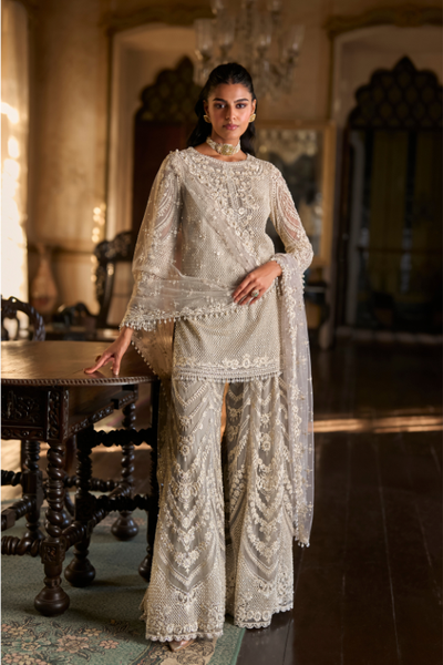 Seema Gujral Grey Thread Work Sharara Set