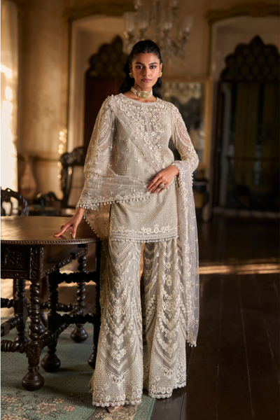Grey Thread Work Sharara Set