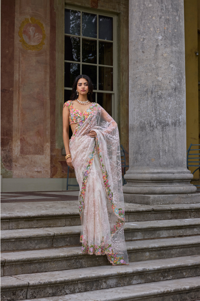 Seema Gujral Nude Multi- Coloured Saree
