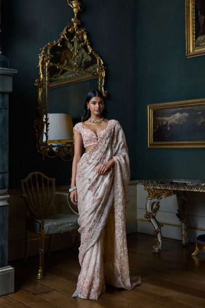 Seema Gujral Rose Gold Sequin Saree