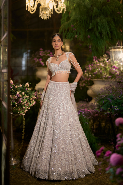 Seema Gujral in Slate Grey Sequins lehenga Set