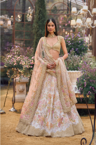 Seema Gujral Multi-Coloured Applique Lehenga Set