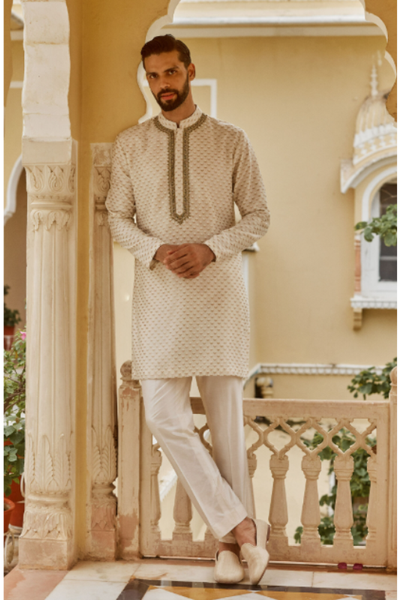 Anita Dongre Ranjan Handwoven Benarasi Kurta - Natural