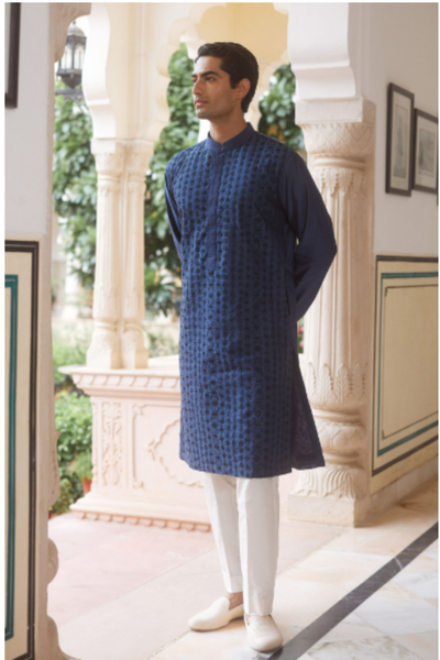 Seema Gujral Raghav Embroidered Kurta - Indigo