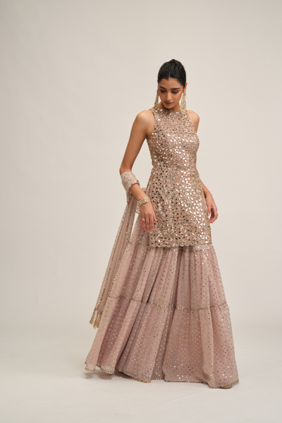 Vvani Vats Ash pink sharara kurta set