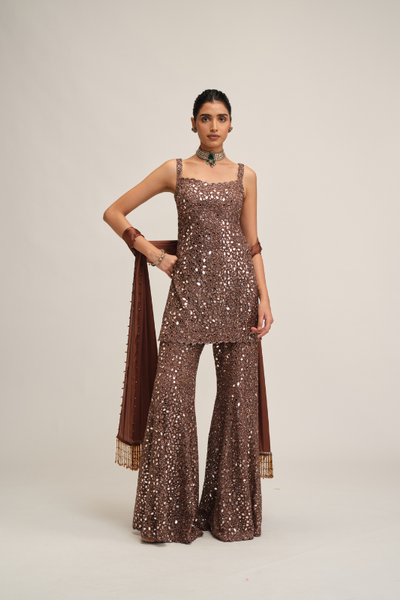 Vvani Vats Deep Beige kurta sharara set