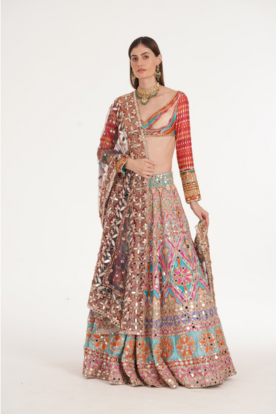 Lake Blue Multishade Lehenga Set - The Grand Trunk