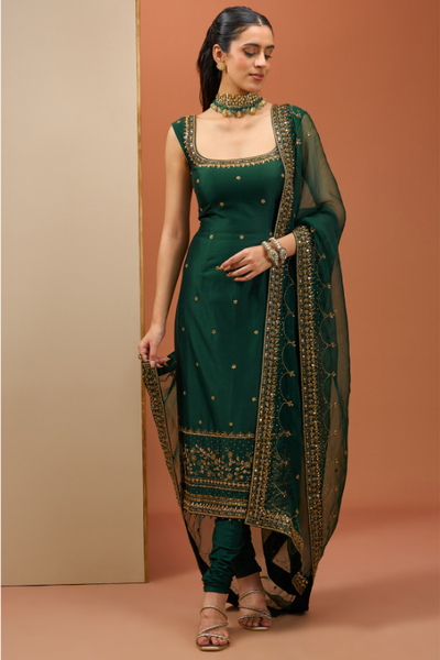 Esha Koul Emerald Green Long Kurta Set