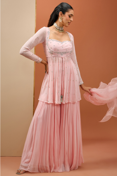 Baby Pink peplum set