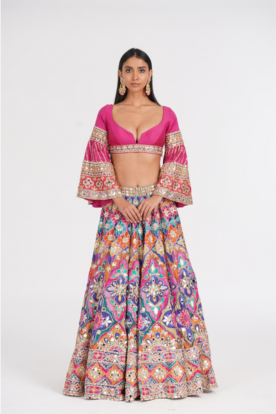 Psychedelic Hues Lehenga Set - The Grand Trunk