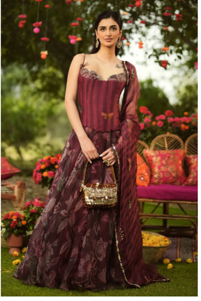 ALIA - Our Signature Corset Gown With Embroidered Dupatta