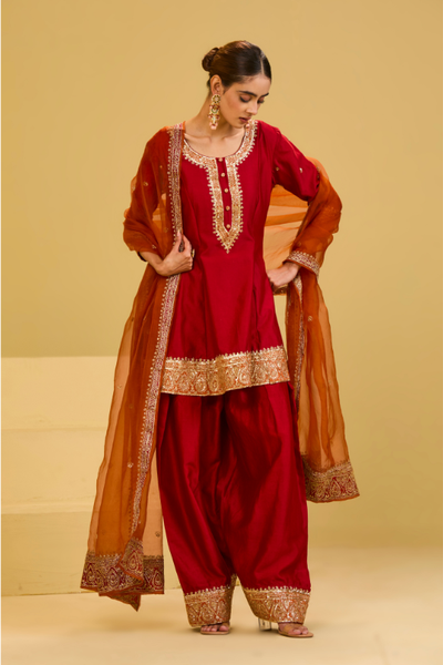 Esha Koul Red and Orange Salwar Set