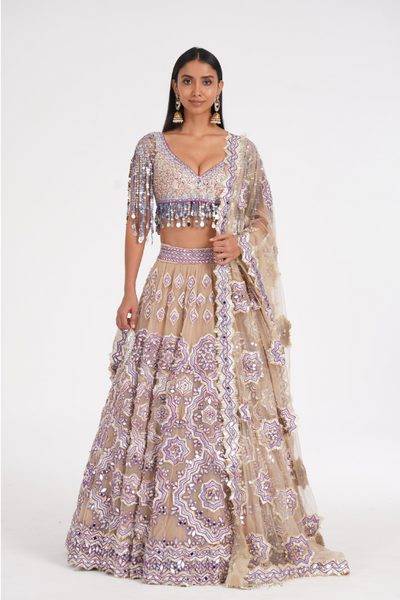 Oyster Daisy Lehenga Set - The Grand Trunk