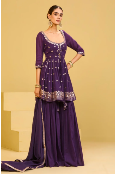 Esha Koul Purple cotton sharara set