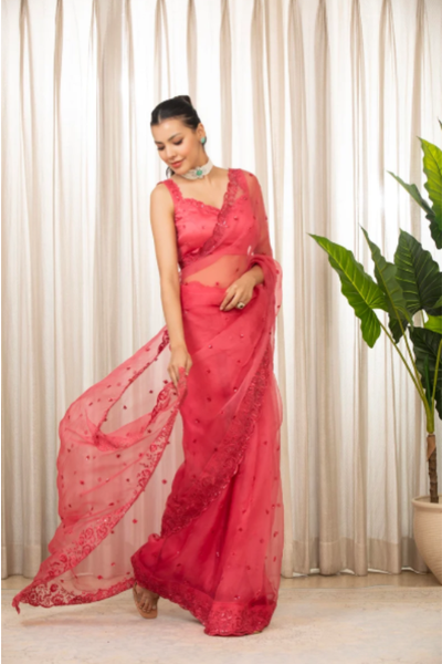 Esha Koul Pink Nyra Saree Set
