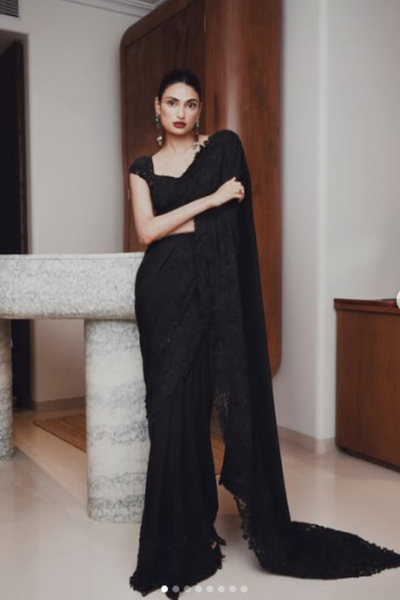 Anamika Khanna lace sari set .