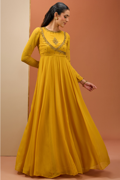 Esha Koul Mustard Anarkali Set