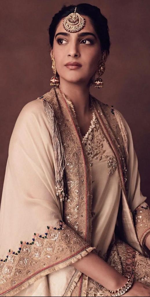 Sonam Kapoor in Anamika Khanna one shoulder sharara set - The Grand Trunk