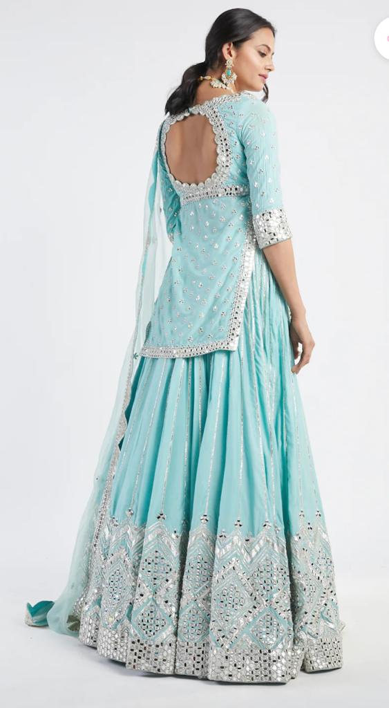 Abhina Mishra - Blue mirror and gota lehenga set - The Grand Trunk