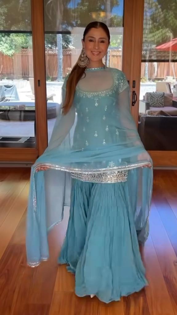 Esha Koul- Blue Sharara set - The Grand Trunk