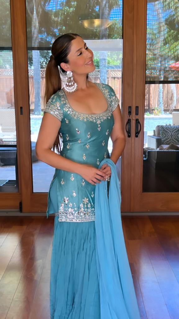 Esha Koul- Blue Sharara set - The Grand Trunk