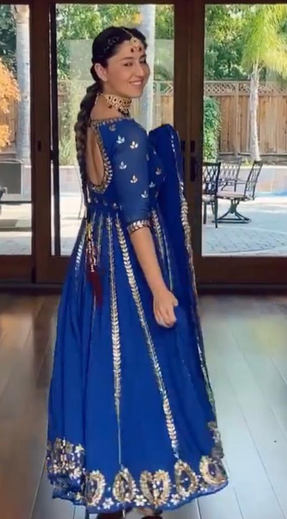 Esha Koul- Electric Blue Anarkali set - The Grand Trunk