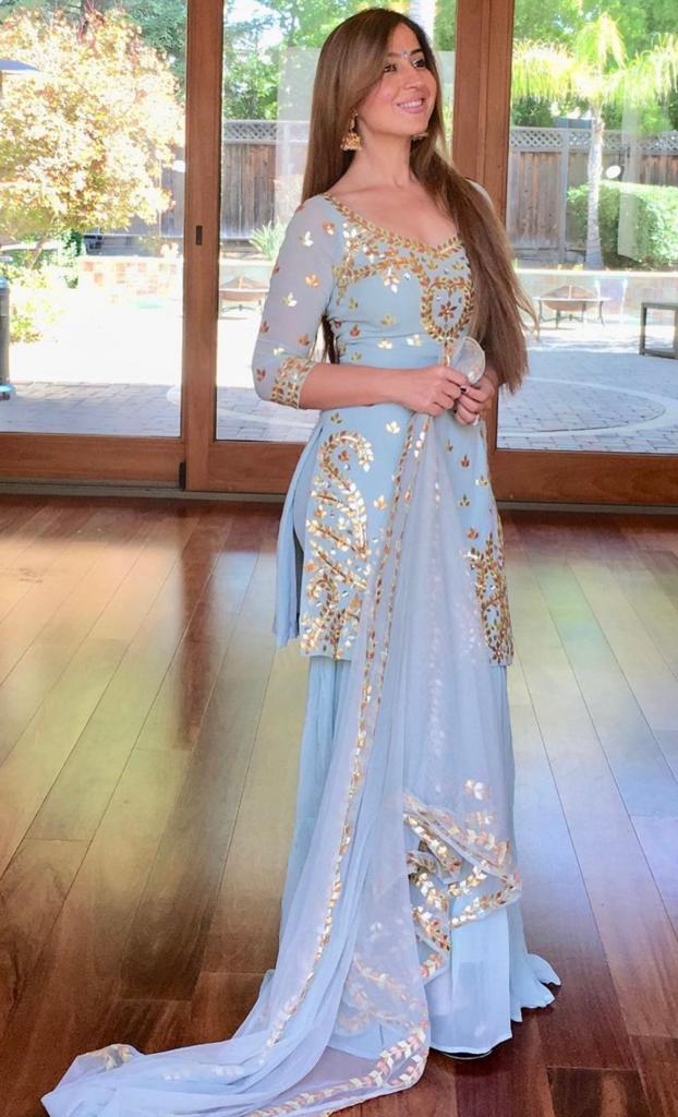 Esha Koul Ice Blue Sharara Set Esha Koul Ice Blue Sharara Set