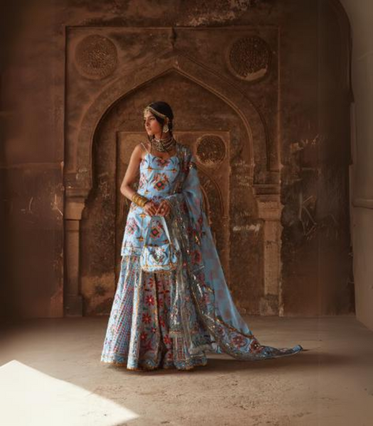 Powder Blue Gharara Set - The Grand Trunk