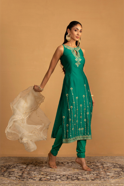 Bottle Green Kurta Set - The Grand Trunk
