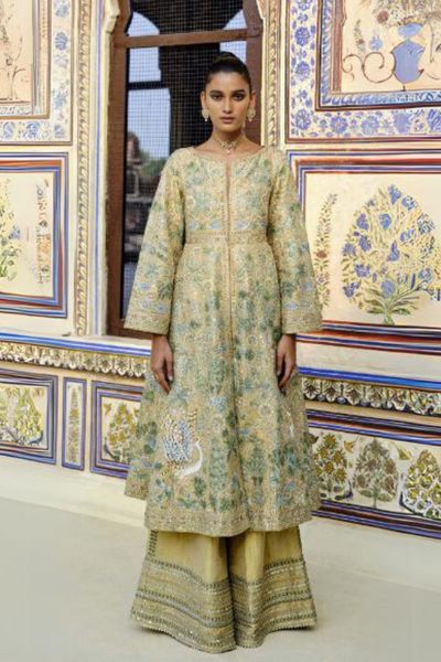 Avasa Hand-painted Pichhwai Silk Jacket Set - The Grand Trunk