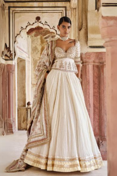Amara Gota Patti Mul Lehenga Set - The Grand Trunk
