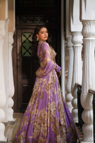Lavender floral lehenga set - The Grand Trunk
