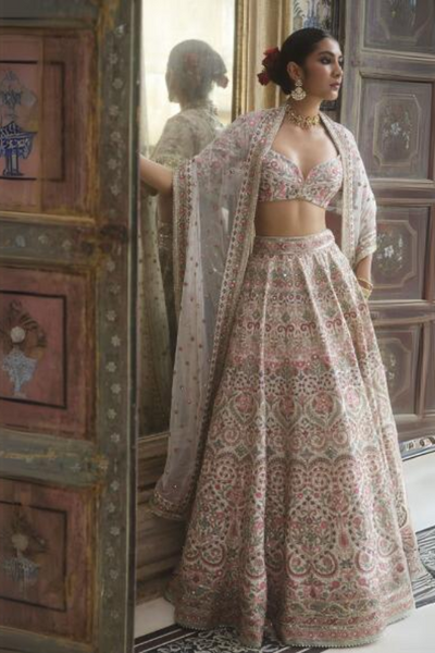 Tridha Embroidered Zardozi Silk Lehenga Set - The Grand Trunk