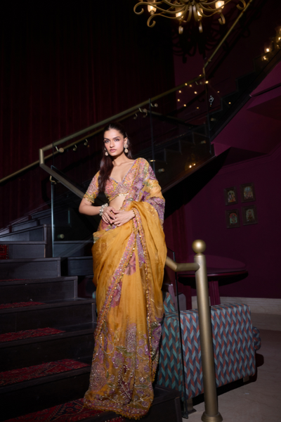 Nafisa Predraped hand Embroidered Saree with Blouse