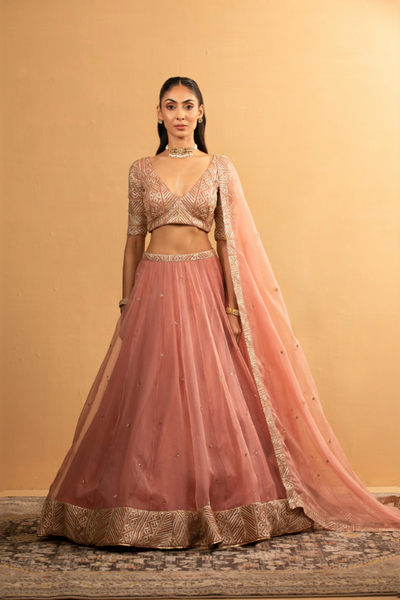 Onion Pink Lehenga Set - The Grand Trunk
