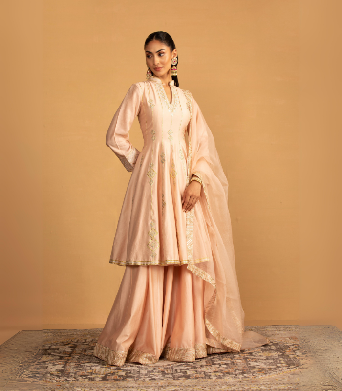 peach peplum dress Alaa Gathered Georgette Peplum Midi Dress - Women - Peach Dresses