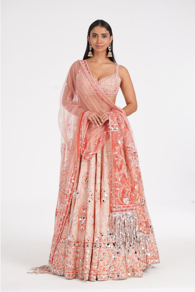 Peach Quarts Lehenga Set