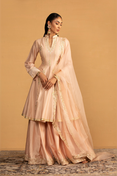 Peach Peplum Skirt Set - The Grand Trunk