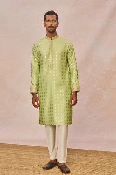 Lime Green Wallflower Kurta Set - The Grand Trunk