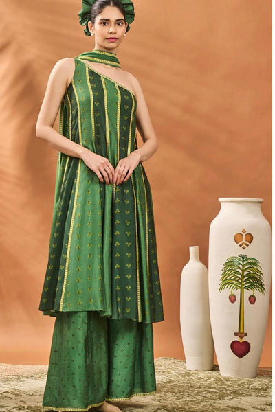 Green Petal Play Anarkali Set