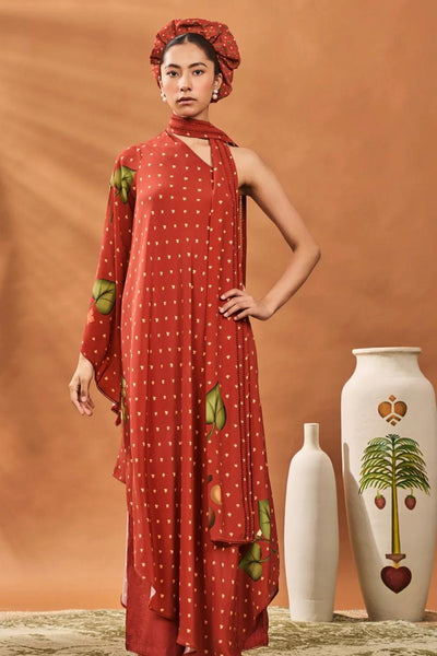 Red Meadow One Shoulder Tunic Set