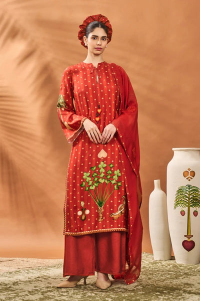 Rust Striped All Fours Kurta Set